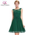 Grace Karin Sleeveless Crew Neck Curto Chiffon Green Prom Dress GK000063-5